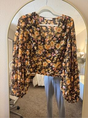 Lush Floral Long Sleeve Blouse